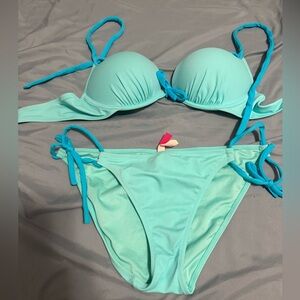 Victoria's Secret Turquoise Bikini Set 34C top and Med bottom